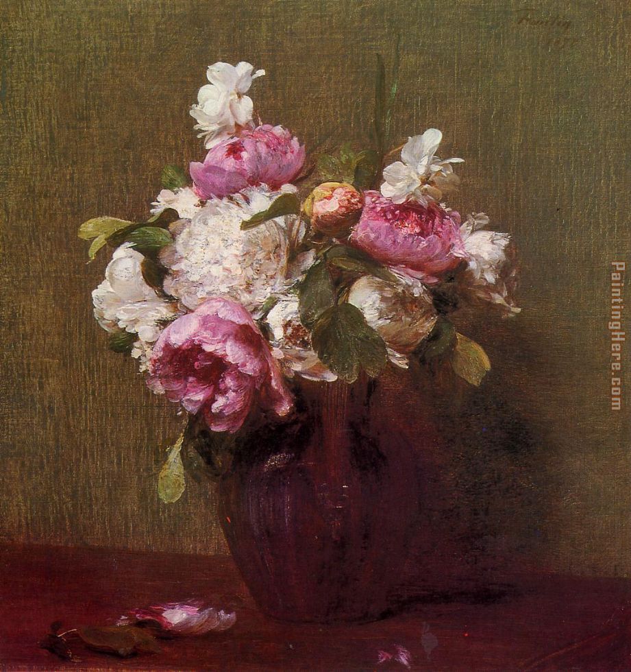 Henri Fantin-Latour White Peonies and Roses Narcissus